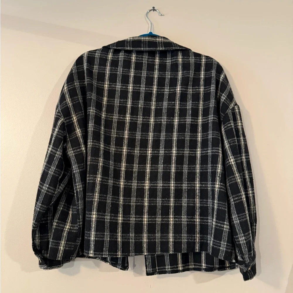 SHEIN Black and White Plaid Jacket - Picture 2 of 2